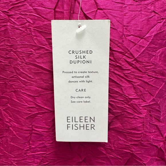 🥳HP!🔥Eileen Fisher Crushed Silk Dupioni Blouse Fuchsia Pink Petite Small - Picture 11 of 14